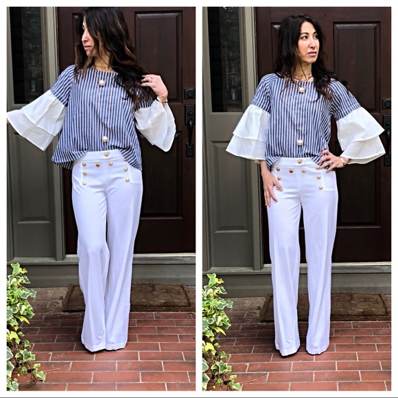 ✨LAST ONE ✨Bell layered sleeves striped top - Picture 5 of 8